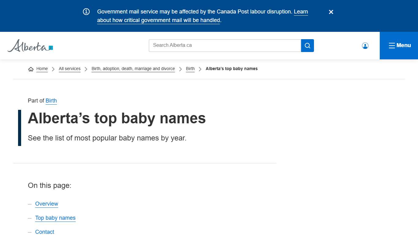 Alberta’s top baby names Alberta.ca